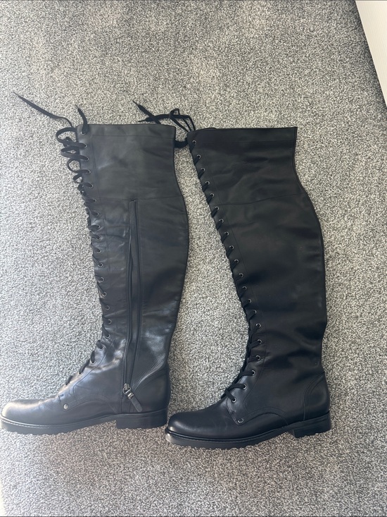 Via Spiga Shoes - Via Spiga Black Over-the-Knee Lace-Up Boots